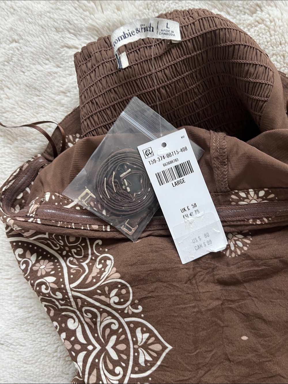 Abercrombie & Fitch Strapless Brown Mini Skort Sz-L - Picture 13 of 15